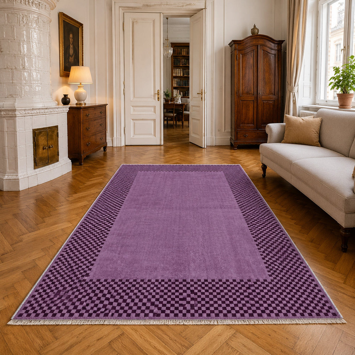 RW3047403 washable chenille area rug, room scene