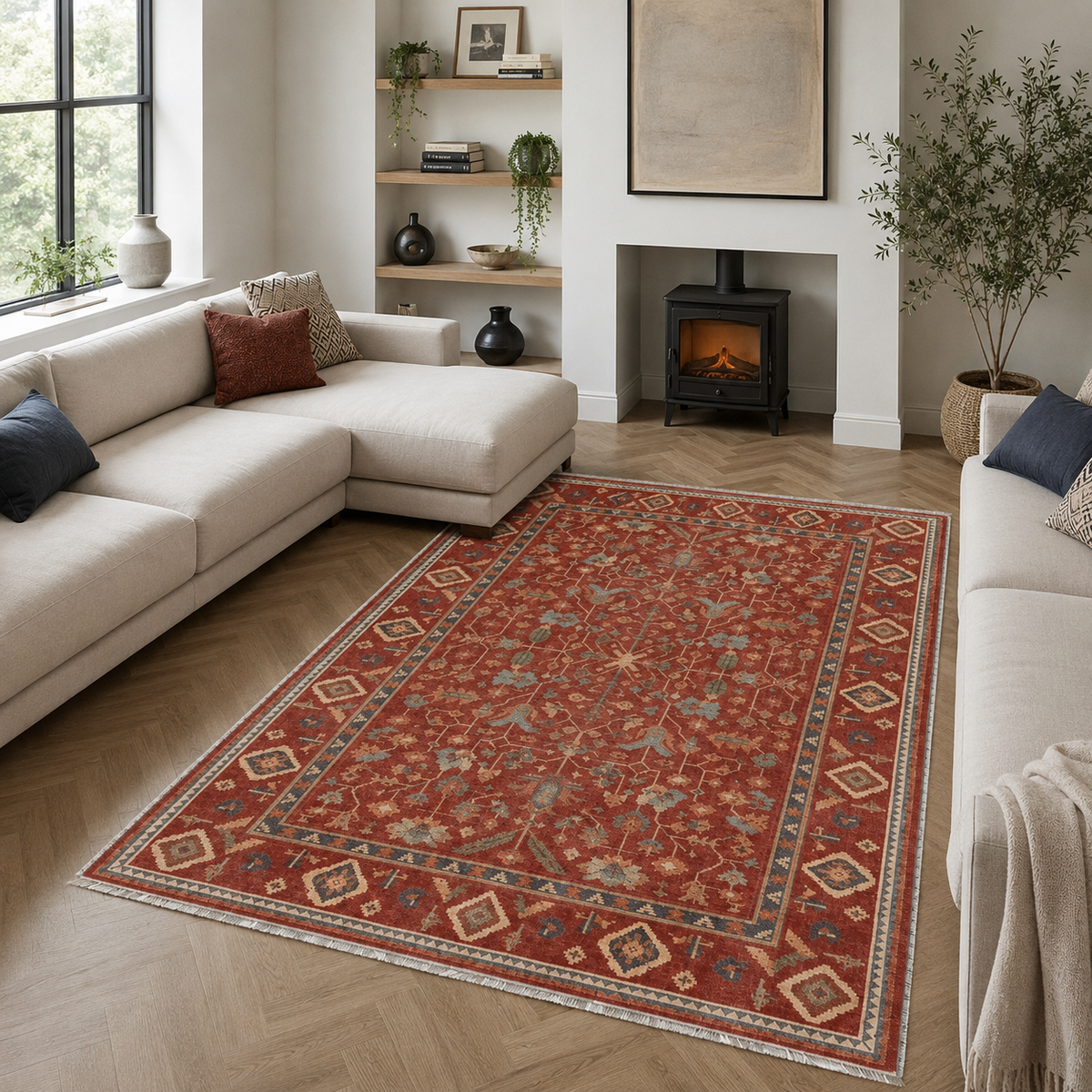 RW3061 washable chenille area rug, room scene