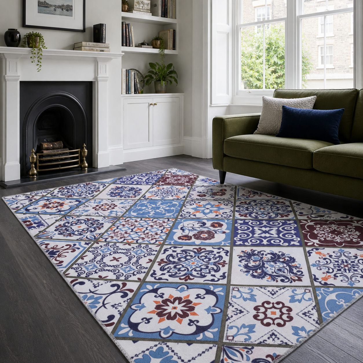 RW4002 washable chenille area rug