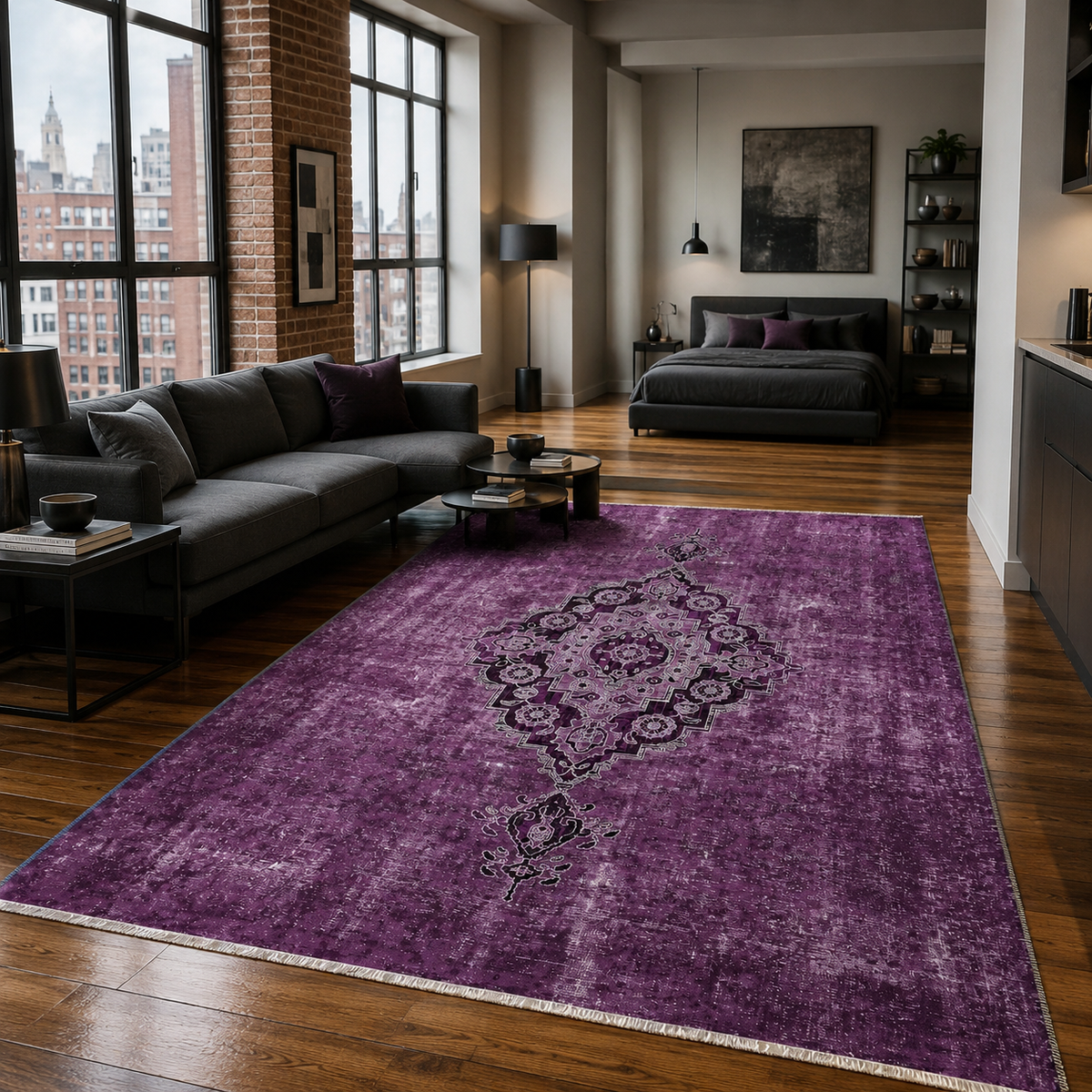RW7017 washable chenille rug texture and pattern detail