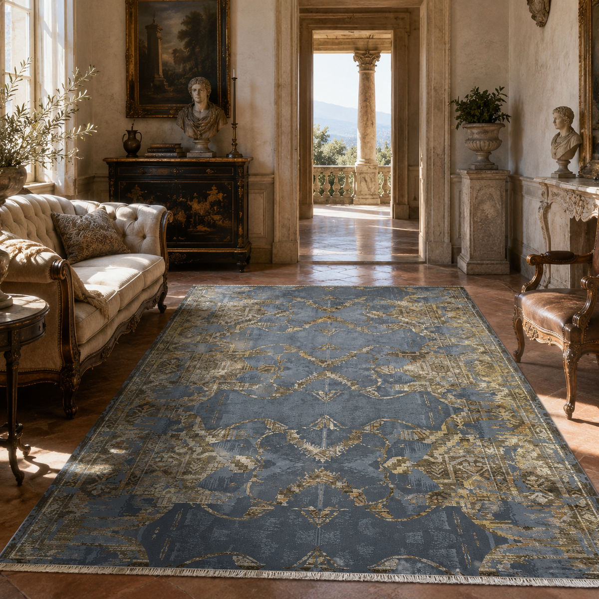 RW7022 washable chenille rug texture and pattern detail