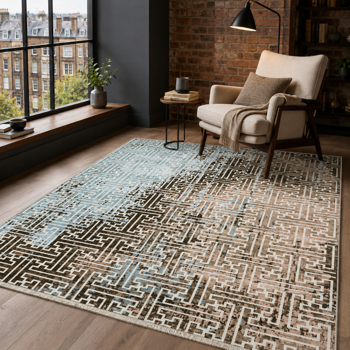 RW7025 washable chenille rug texture and pattern detail
