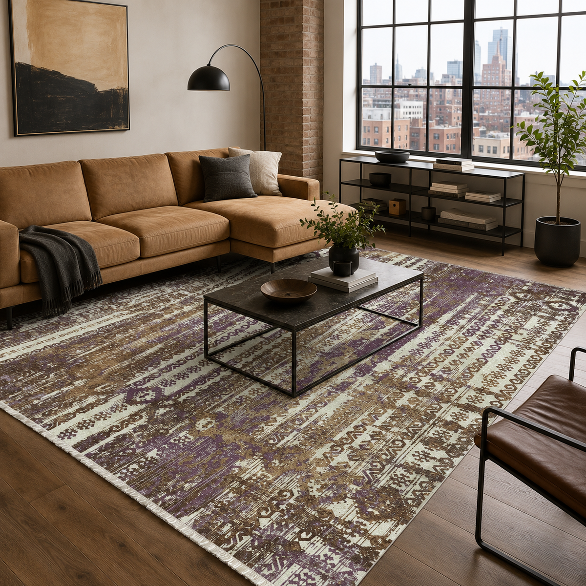 RW7041 washable chenille rug texture and pattern detail