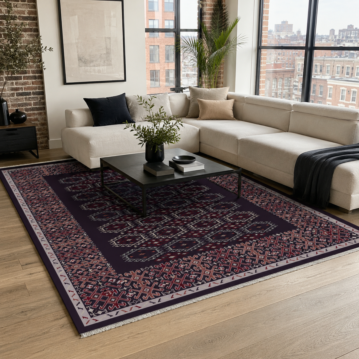 RW7047 washable chenille rug texture and pattern detail