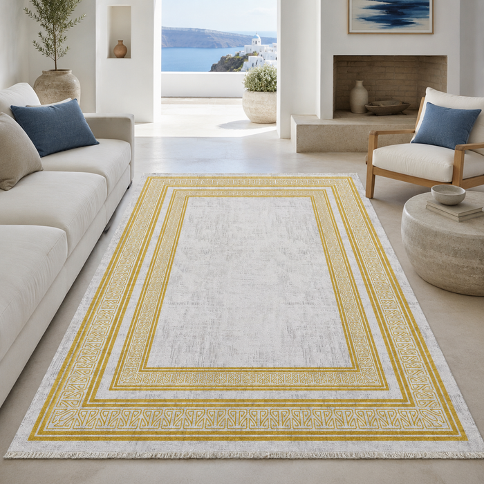 Contemporary Floral Soft Grey Traditional Washable Rug shown in an illustrative room