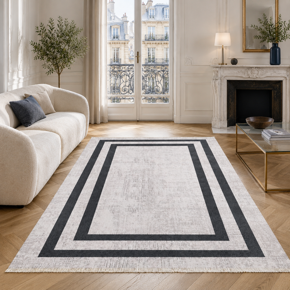 RW7057 washable chenille rug texture and pattern detail