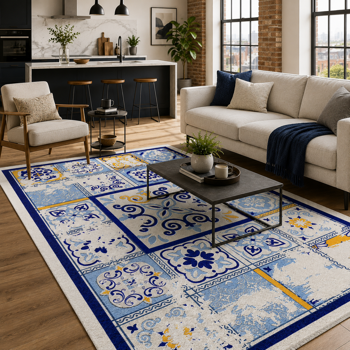 RW7063 washable chenille rug texture and pattern detail