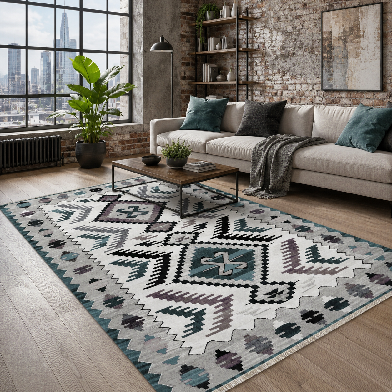 RW7065 washable chenille area rug