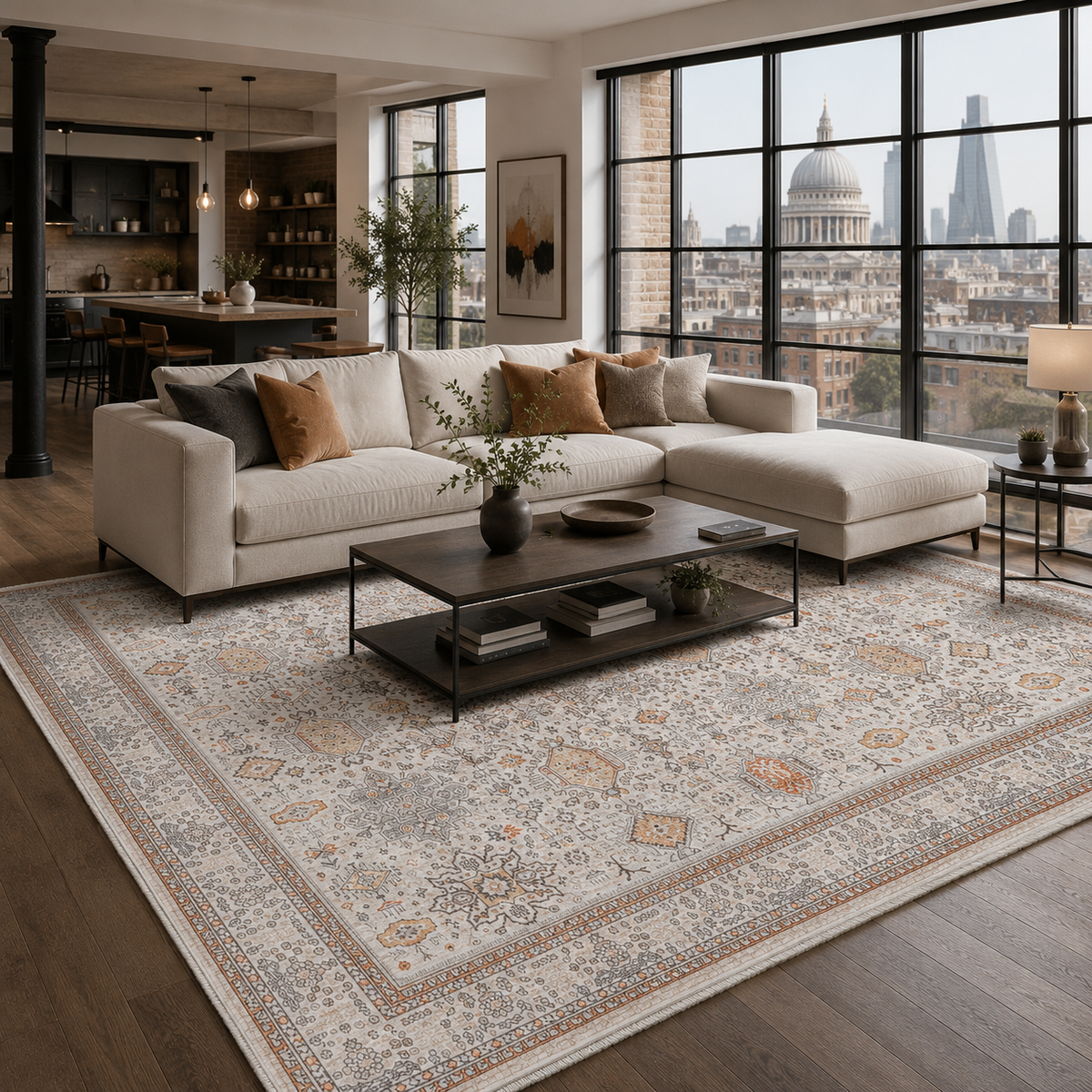 RW7144 washable chenille rug texture and pattern detail