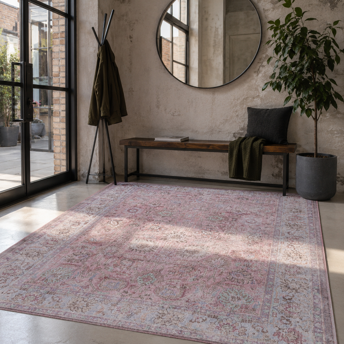 RWDV1006 washable chenille rug texture and pattern detail
