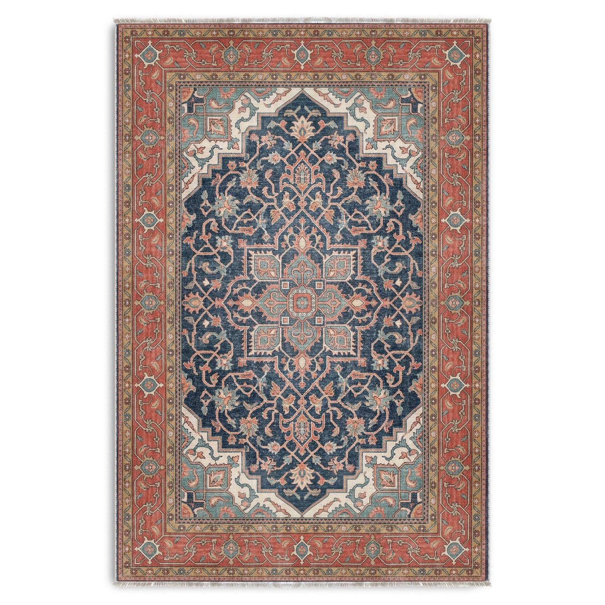 RWK3041 washable chenille area rug viewed from above