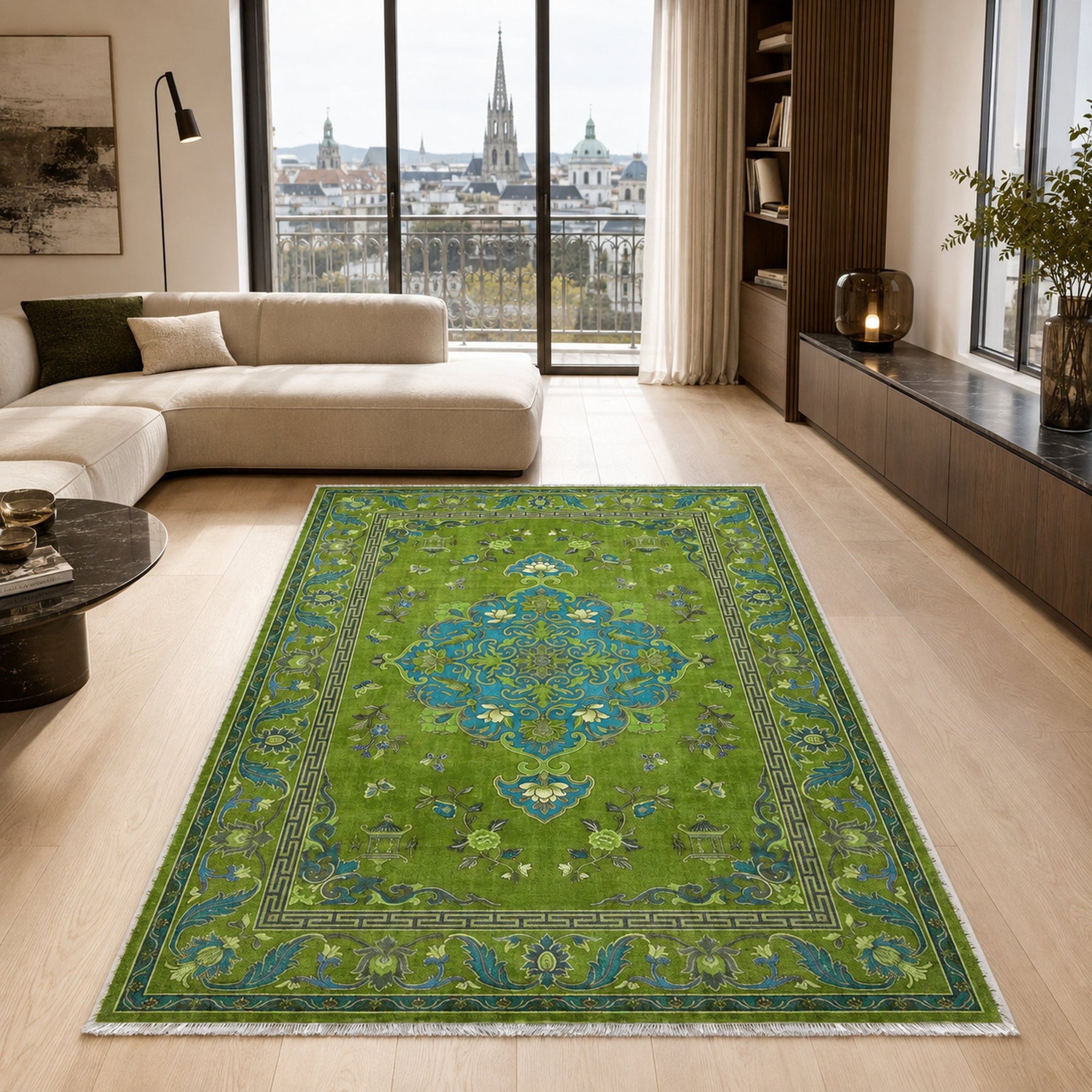 RWK3044203 washable chenille area rug, room scene