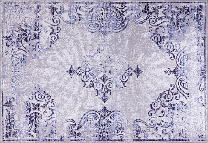 Symmetric Stripes Grey Abstract Washable Rug shown in an illustrative room