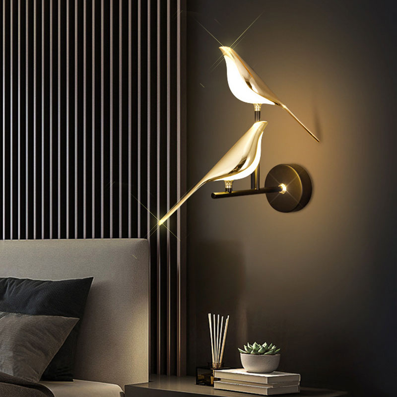 Double Chirpy LED bird nursery wall light by Light My House, hardwired ambient LED fixture with charming bird design.