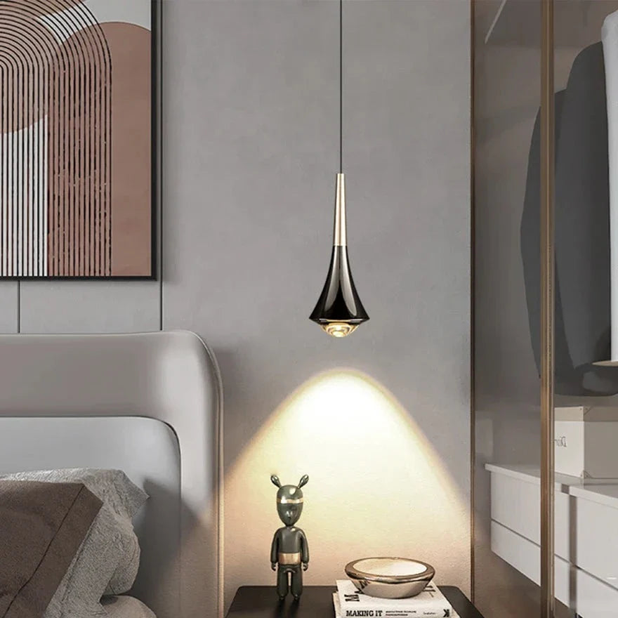 Adjustable height LED dropping pendant light by Light My House with warm light, sleek design, ideal for modern interior lighting.