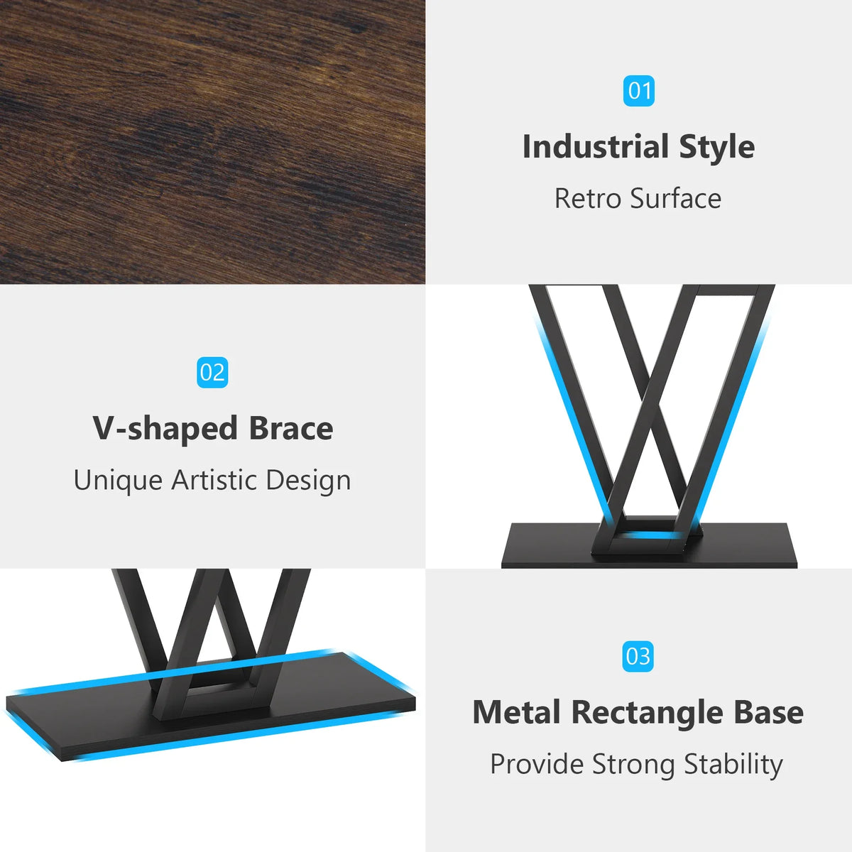 Klassyx industrial console table with metal frame and wooden tabletop, ideal for entryways or living room decor.