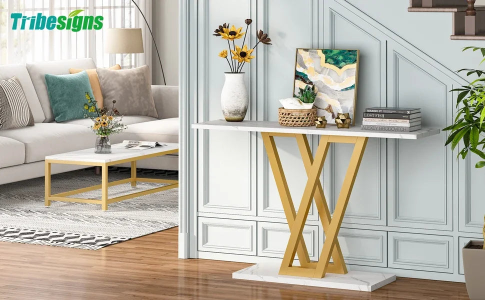 Klassyx industrial console table with metal frame and wooden top, stylish furniture piece for entryway or living room decor.