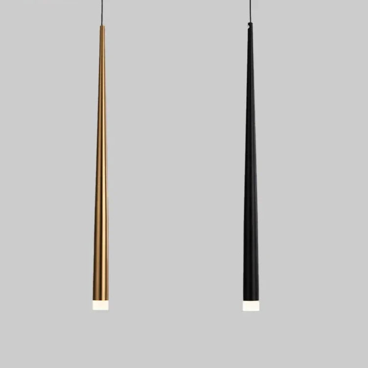 Sleek Drop Pendant Light by Light My House with LED, adjustable height, warm glow, modern design, hanging from ceiling.