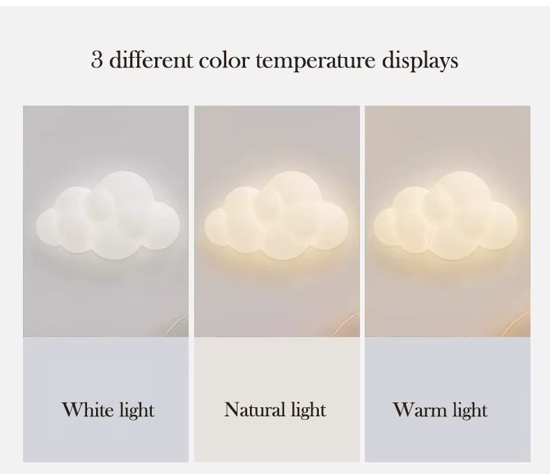 Light My House remote control cloud wall lamp with adjustable LED light temperature on a modern wall.