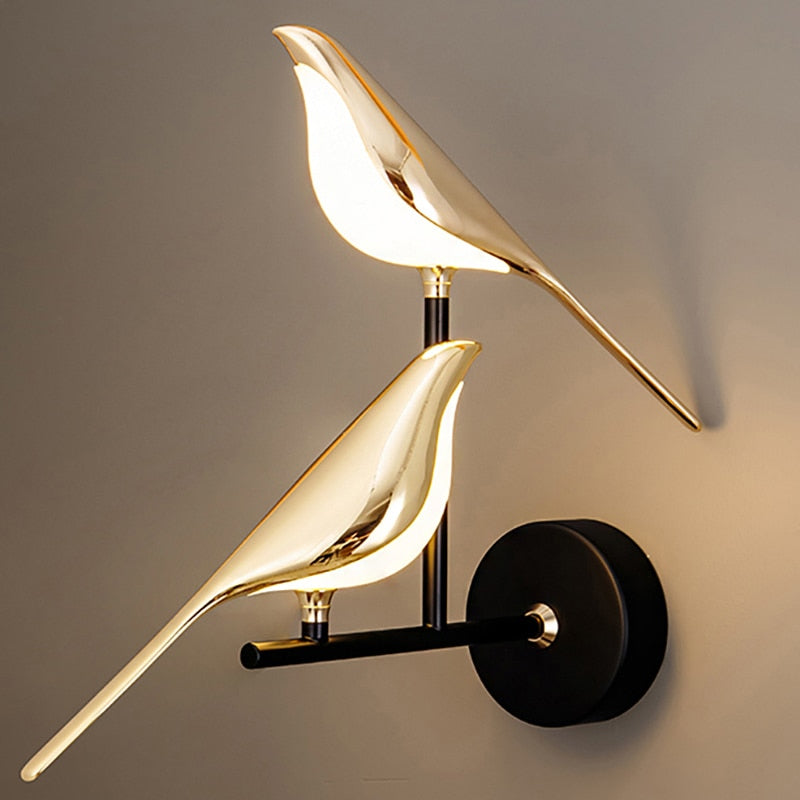 Double Chirpy LED bird nursery wall light by Light My House, hardwired ambient decor with two bird-shaped LED fixtures.