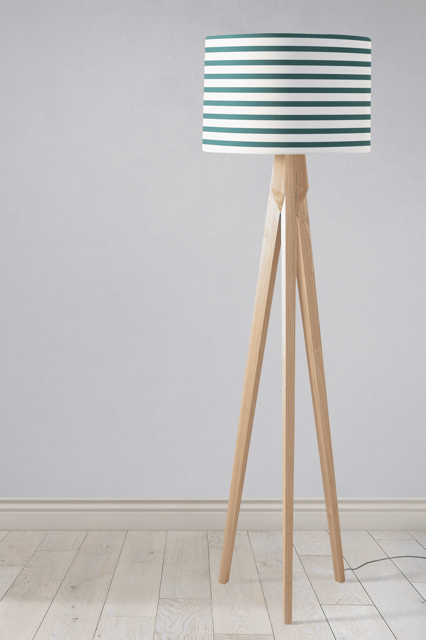 Teal and White Geometric Striped Lampshade – Ceiling & Table Compatible