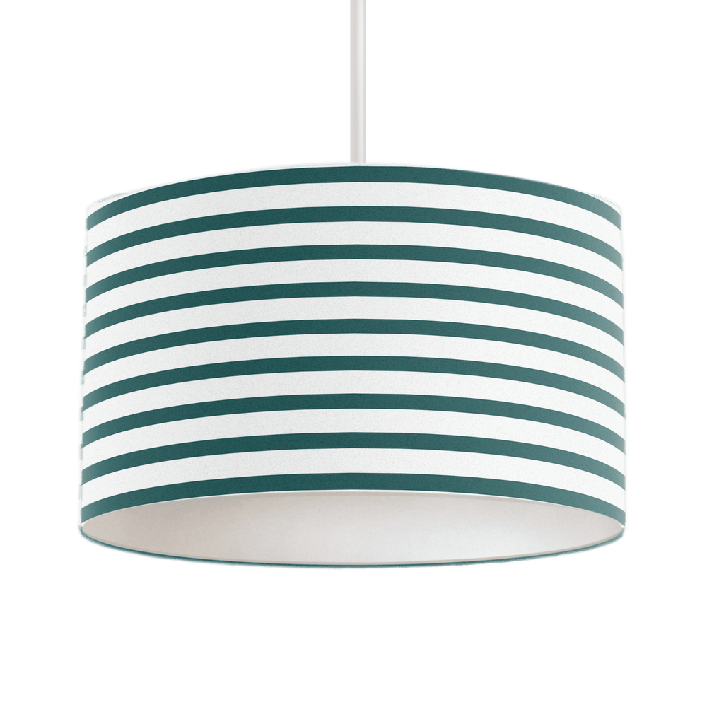 Teal and White Geometric Striped Lampshade – Ceiling & Table Compatible