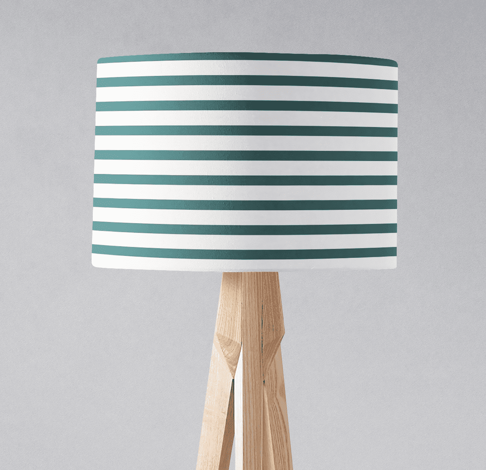 Teal and White Geometric Striped Lampshade – Ceiling & Table Compatible