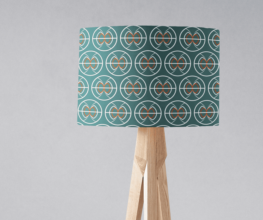 Teal and White Geometric Semi-Circle Design Lampshade – Ceiling & Table Compatible