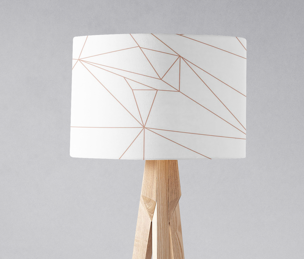 White and Rose Gold Lines Lampshade – Ceiling & Table Compatible