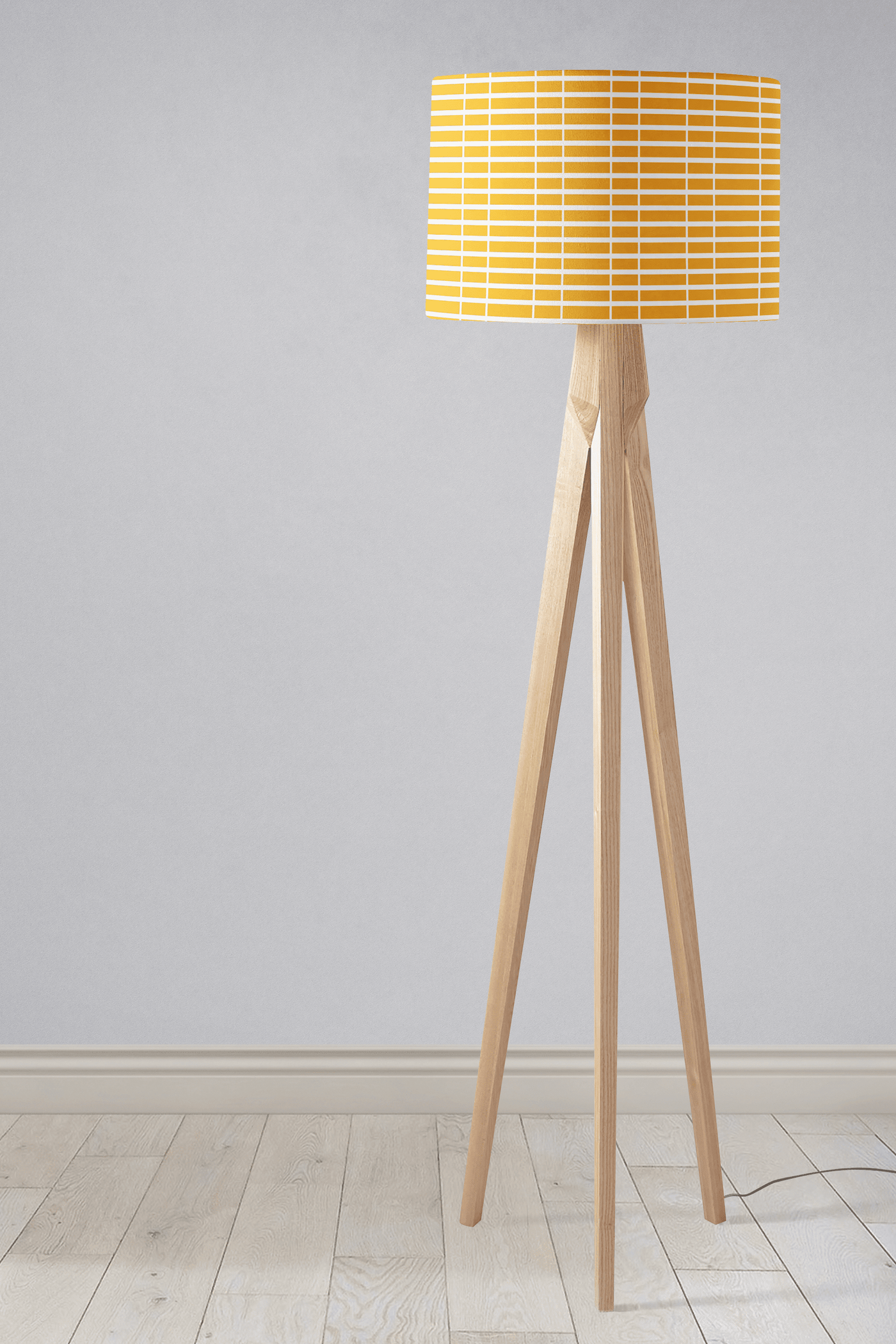 Yellow with White Geometric Stripes Lampshade – Ceiling & Table Compatible