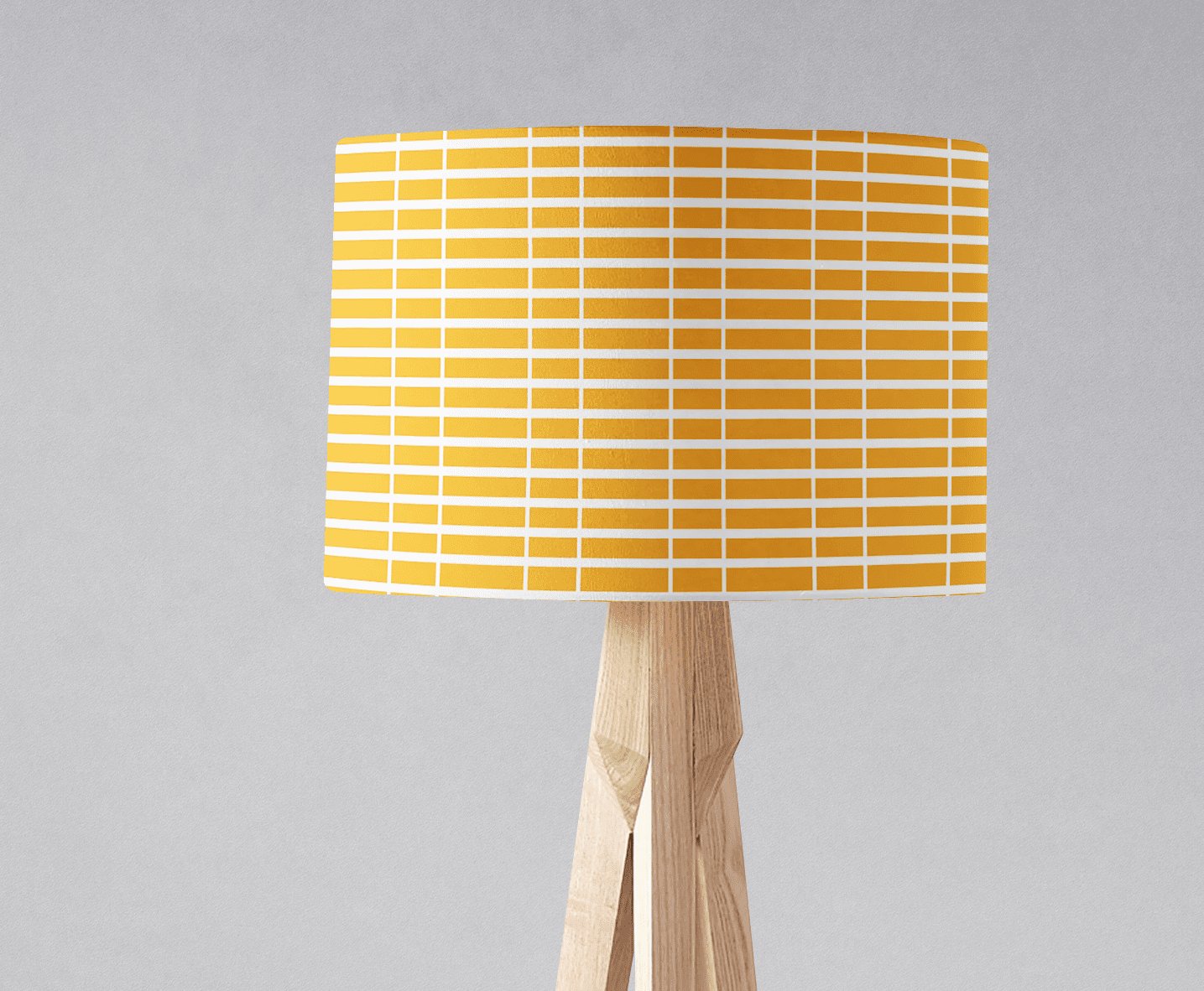 Yellow with White Geometric Stripes Lampshade – Ceiling & Table Compatible