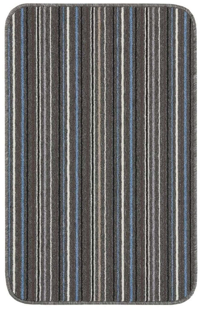 Stockholm Lead/Light Blue Washable Mat shown in an illustrative room