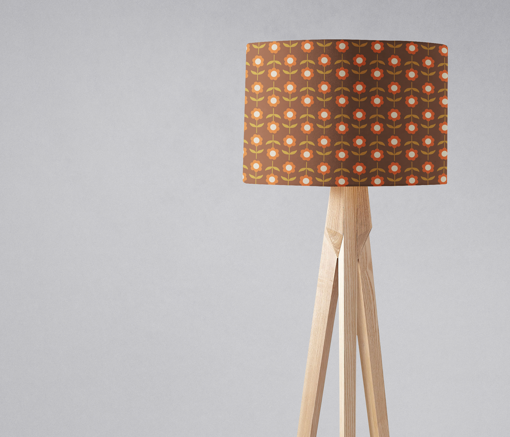 Retro Brown FloralLampshade – Ceiling & Table Compatible