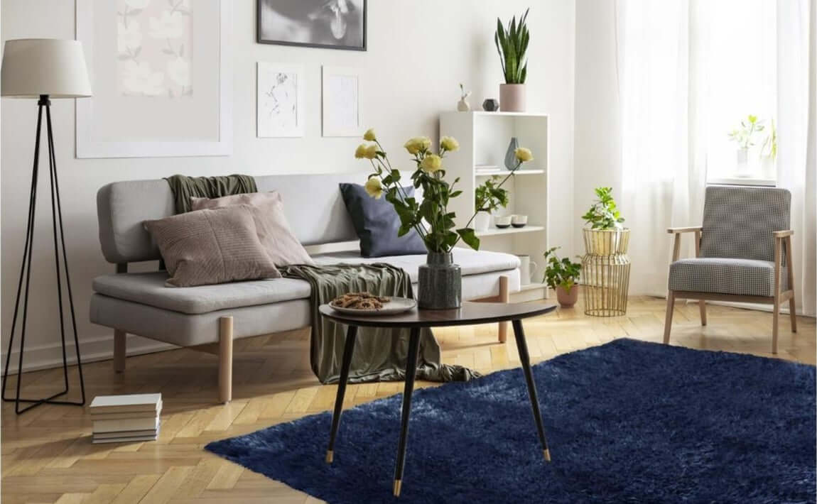 Lagom Navy Shaggy Rug