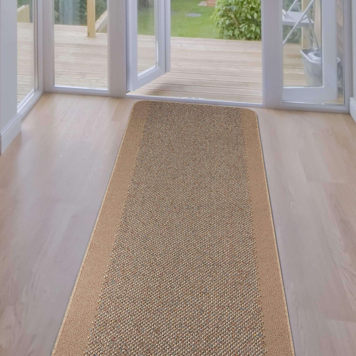 Washable Designer Bordered Beige Rug – 110B