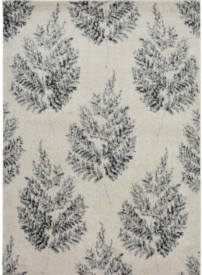 Villa Grey Floral Rug shown in an illustrative room
