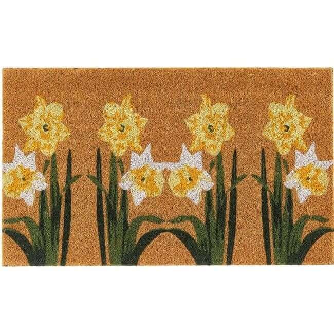 Printed Daffodil Coir Doormat 45x75 cm shown in an illustrative room