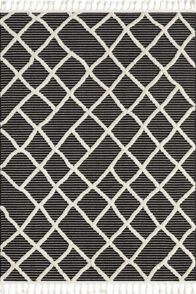 Scandi Indoor Rug Anthracite & White shown in an illustrative room