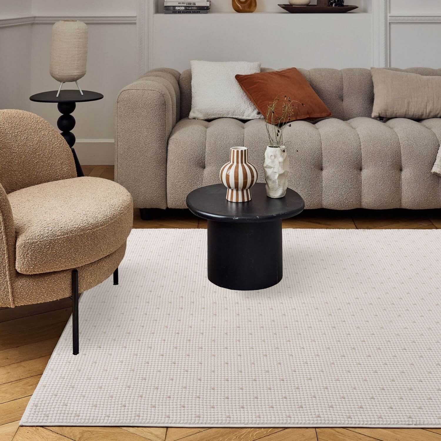 Carmel Cream-Beige Dots Rug – 6080