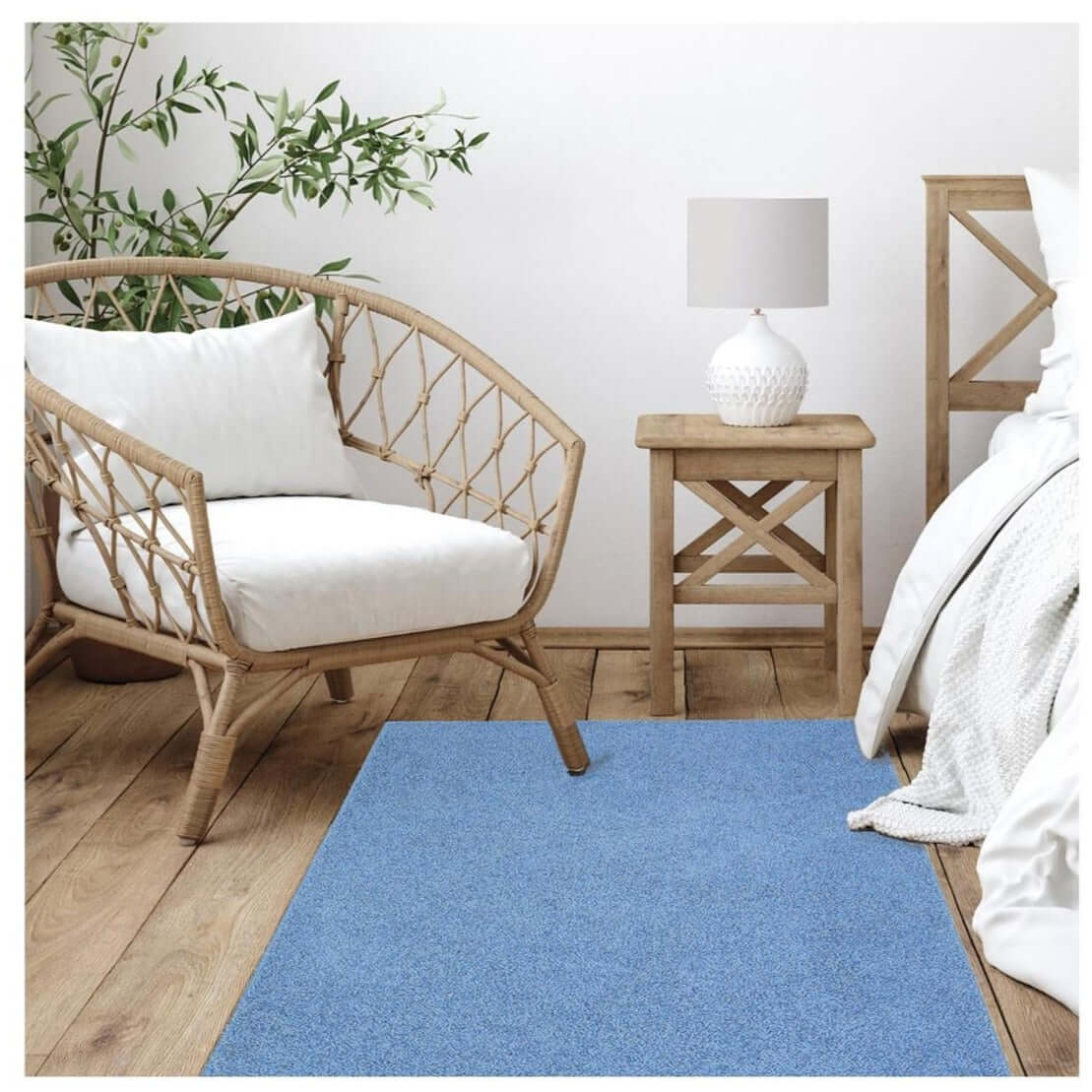 Fiji Sky Blue Washable Solid Shaggy Rug