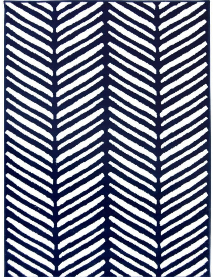 Maestro Herringbone Blue Rug shown in an illustrative room