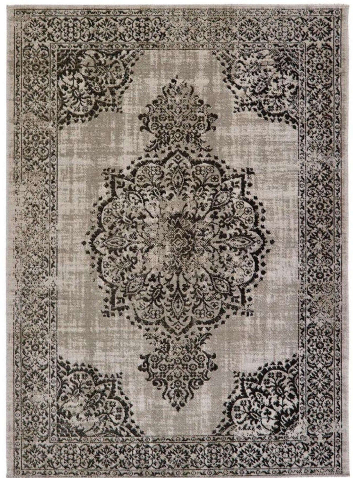 Saville Grey/Black Vintage Rug shown in an illustrative room