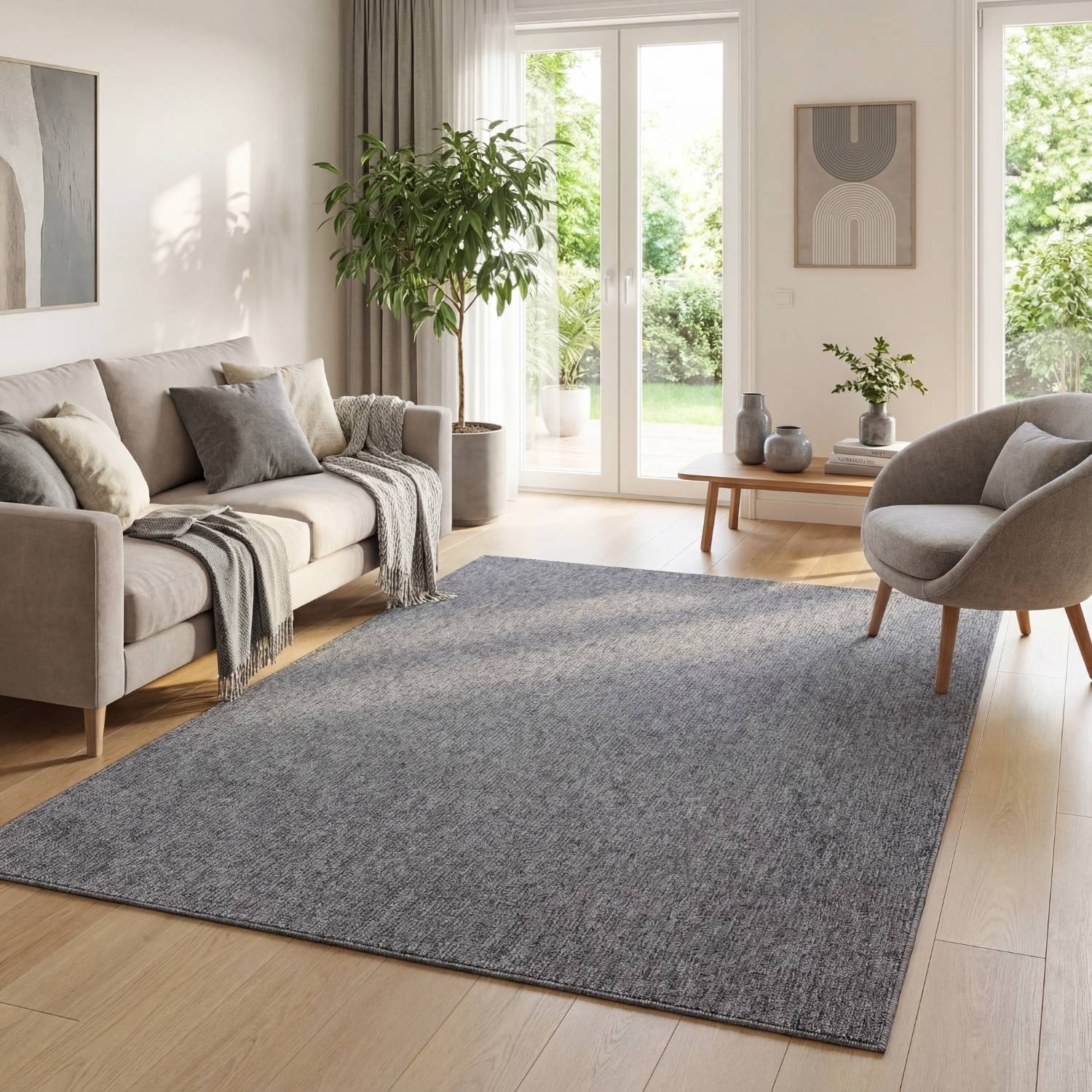 Flex Grey Low Pile Solid Rug