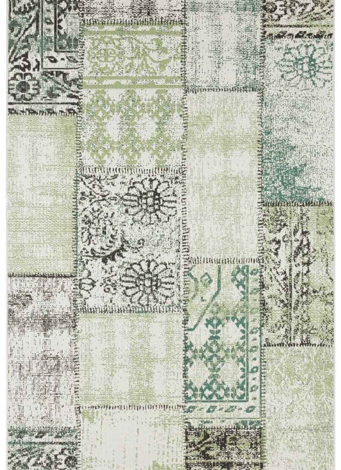 Indoor Outdoor Symi Rug – Patchwork shown in an illustrative room