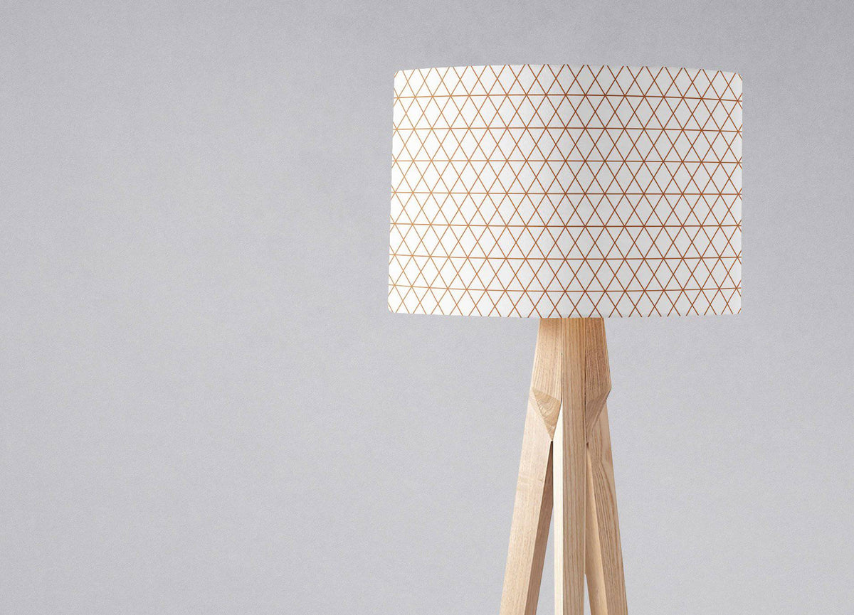 White with Copper Lines Design Lampshade – Ceiling & Table Compatible