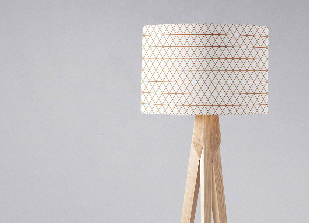 White with Copper Lines Design Lampshade – Ceiling & Table Compatible