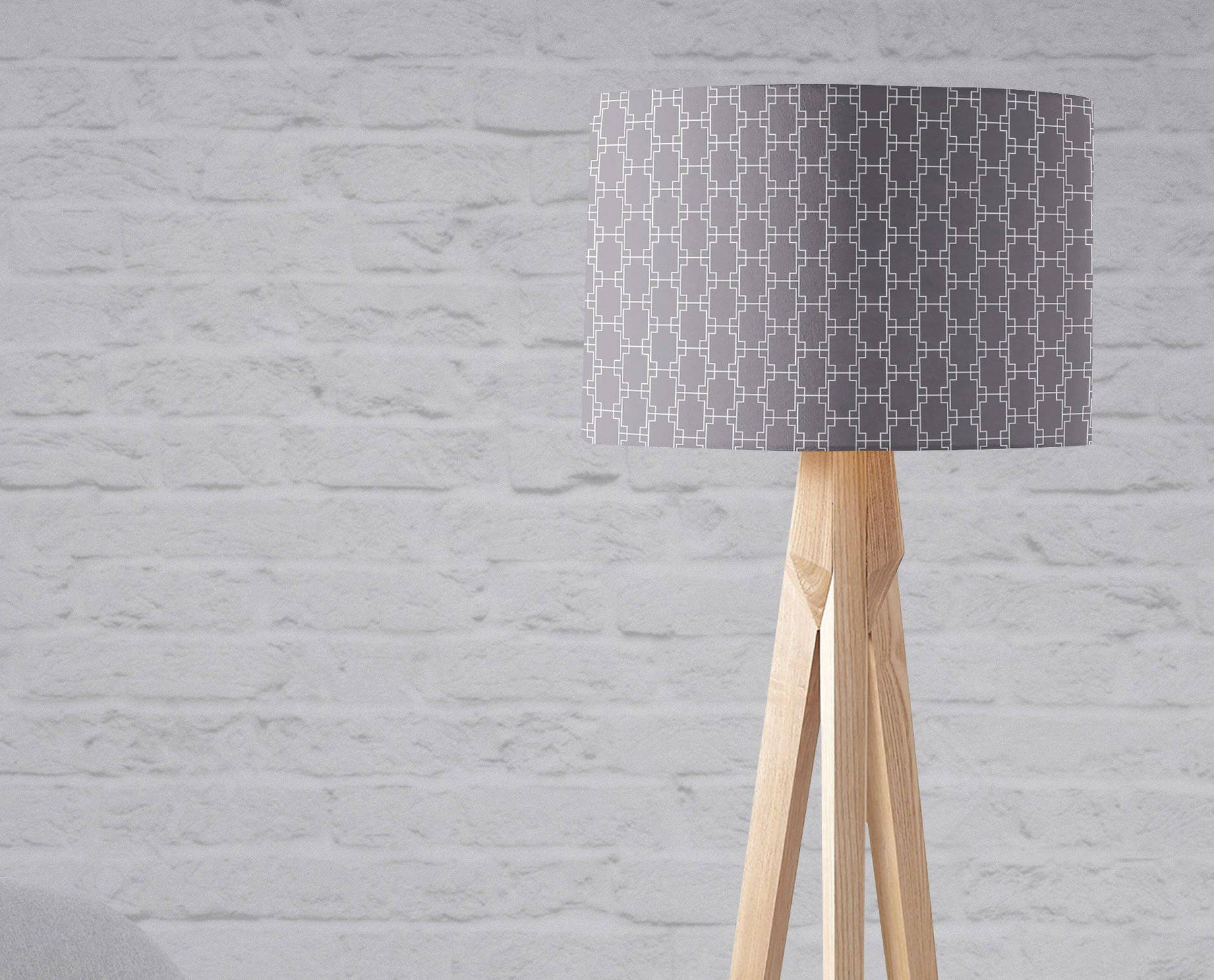 Grey with White Squares Geometric Design Lampshade – Ceiling & Table Compatible
