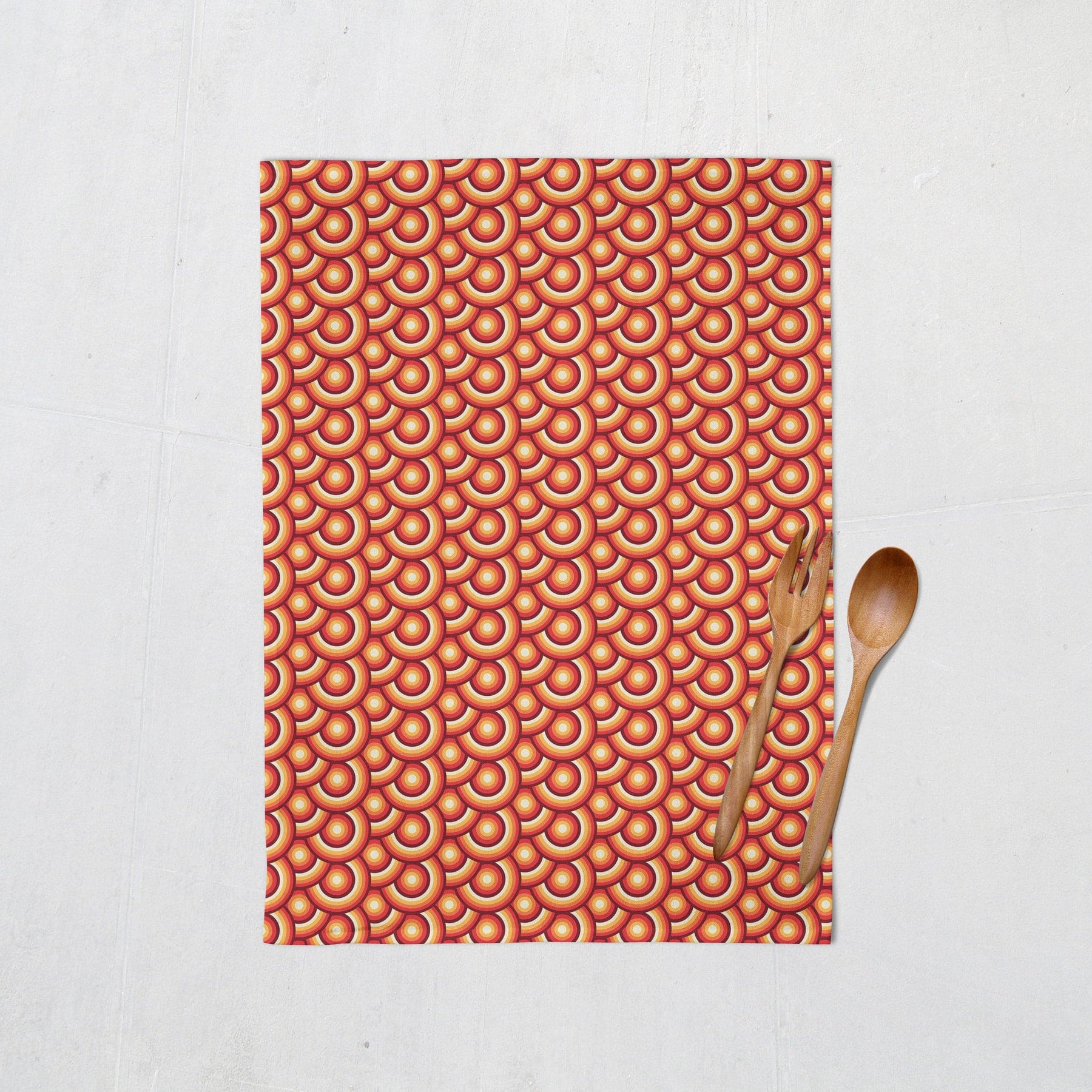 Orange Tea Towels with a 70's Retro Design