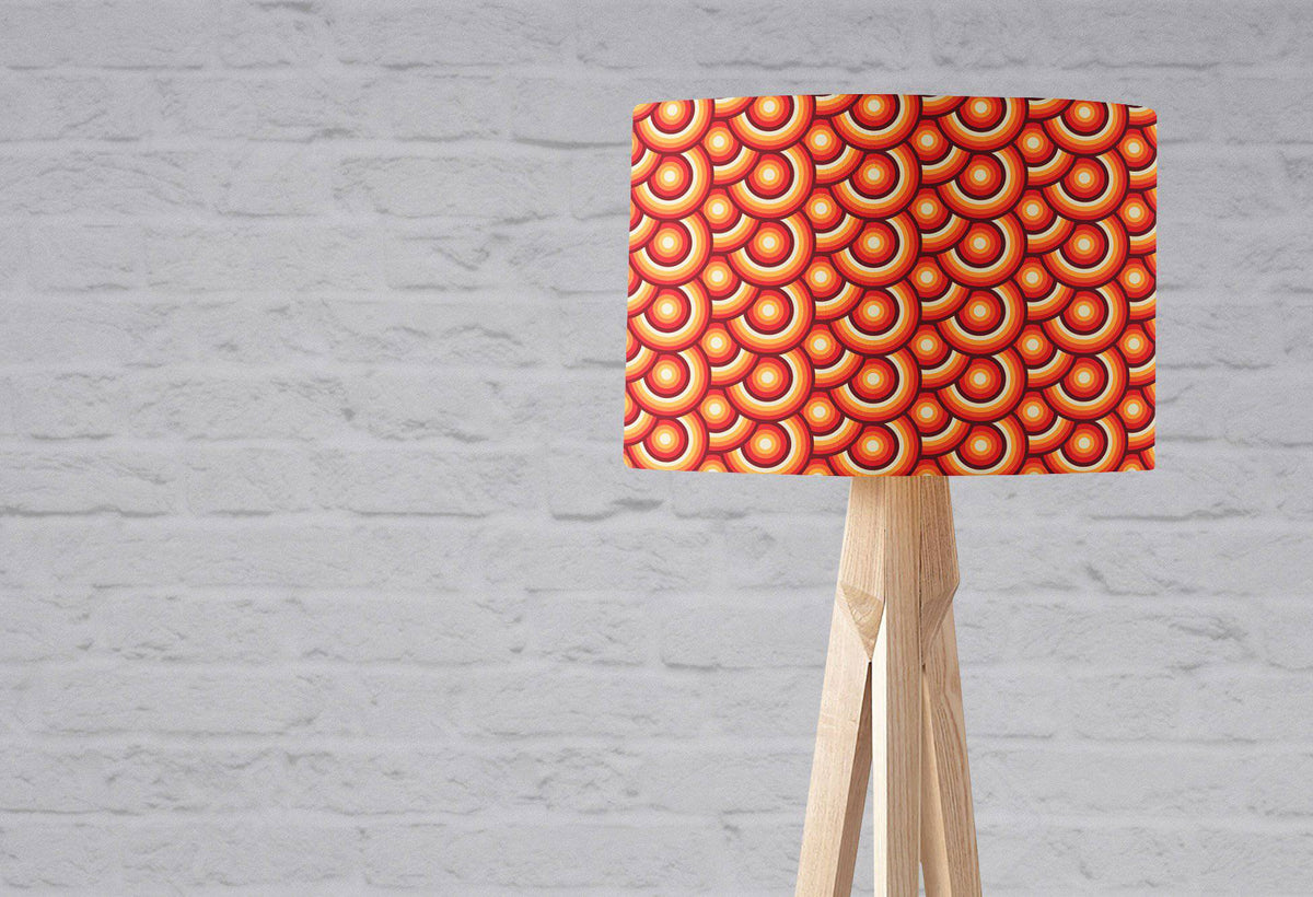 Orange and Brown Circles Design Retro 70's Lampshade – Ceiling & Table Compatible