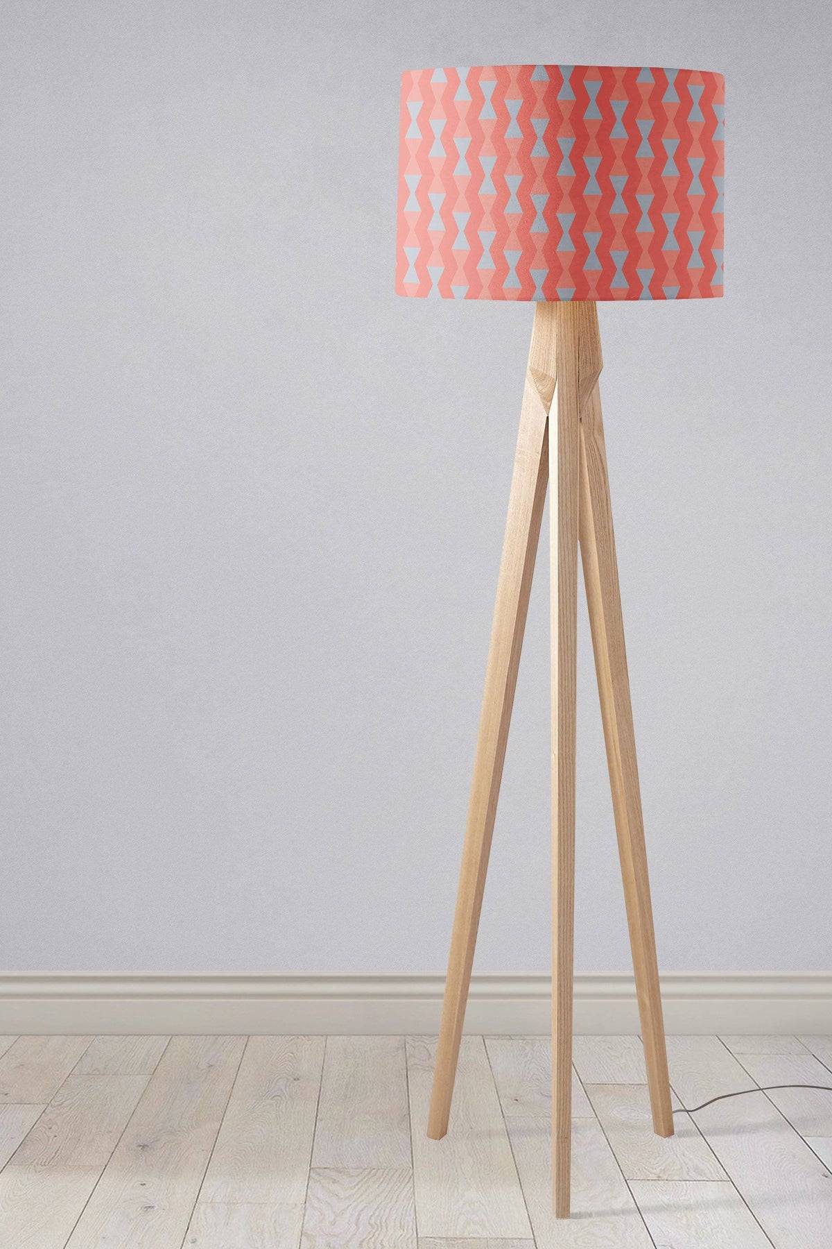 Coral and Grey Mid century Modern Retro Lampshade – Ceiling & Table Compatible